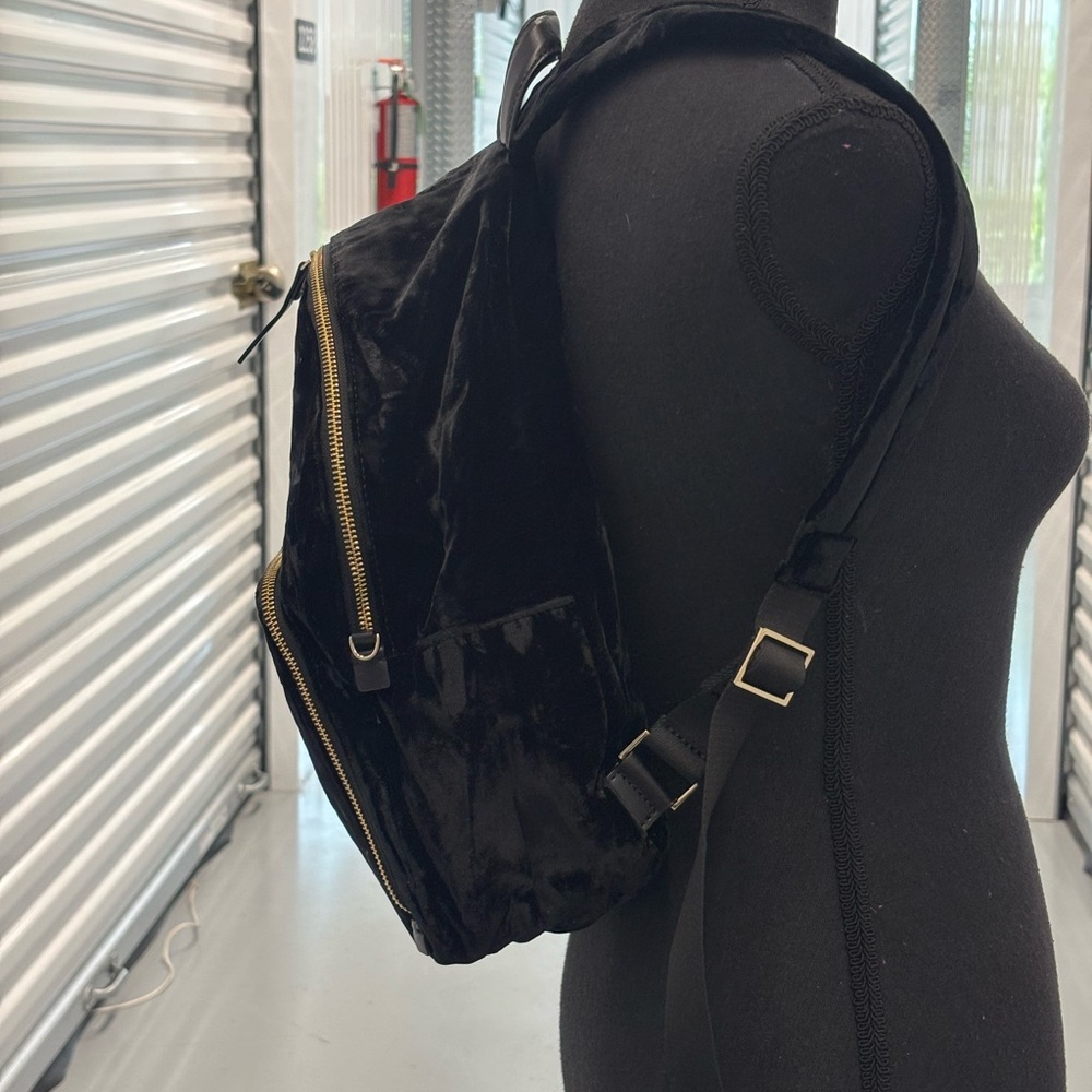 Kate Spade Black Velvet Backpack-Watson Lane Velvet Hartley - Picture 8 of 16